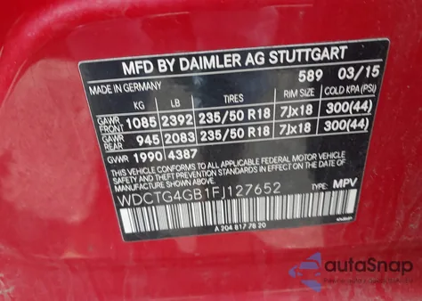 2015 Mercedes-Benz Gla 250 4Matic from USA, damaged, VIN WDCTG4GB1FJ127652